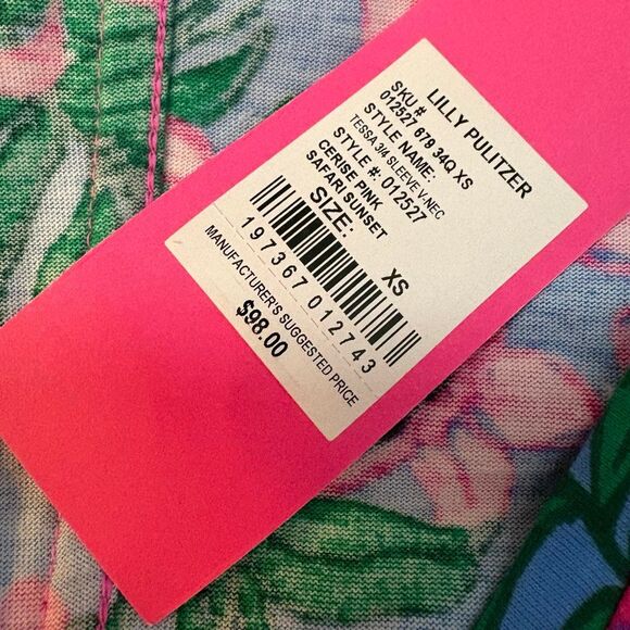 NWT Lilly Pulitzer  Tessa Dress Floral  V-Neck Size XS Tropical Palm Beach - Picture 7 of 9